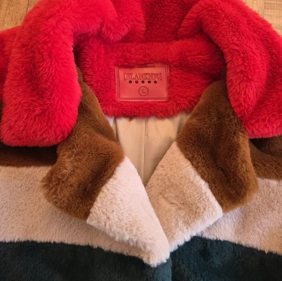 Blank NYC Multicolor Faux Fur Jacket Size L - Picture 9 of 14